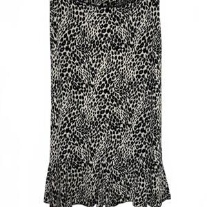 Black and White Animal Print Middi Skirt